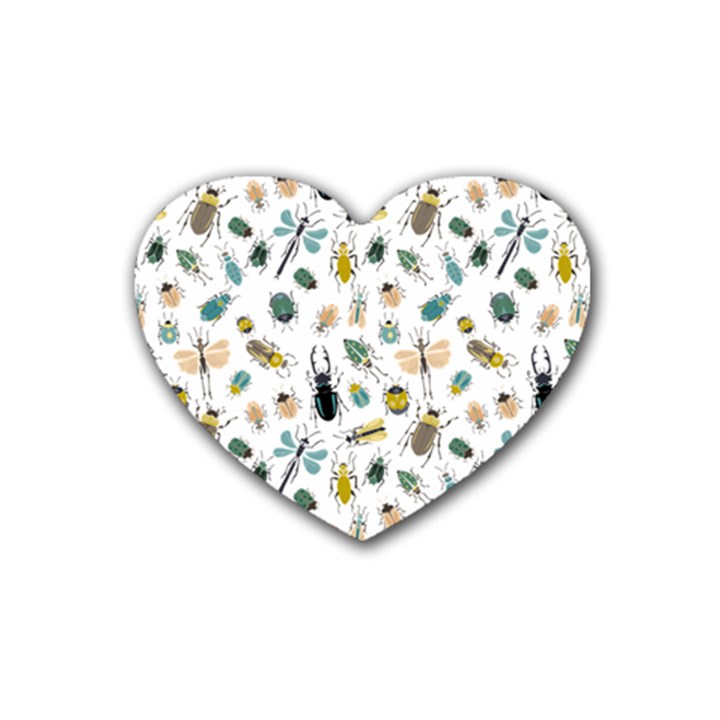 Insect Animal Pattern Rubber Heart Coaster (4 pack)