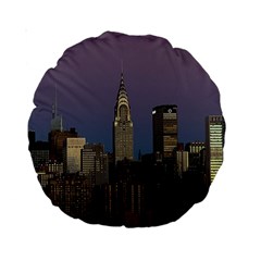 Skyline-city-manhattan-new-york Standard 15  Premium Round Cushions by Ket1n9