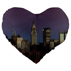 Skyline-city-manhattan-new-york Large 19  Premium Heart Shape Cushions by Ket1n9