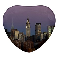 Skyline-city-manhattan-new-york Heart Glass Fridge Magnet (4 Pack) by Ket1n9