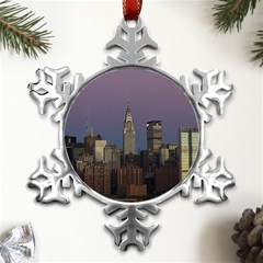 Skyline-city-manhattan-new-york Metal Small Snowflake Ornament by Ket1n9