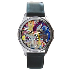 Graffiti-mural-street-art-painting Round Metal Watch by Ket1n9