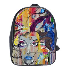 Graffiti-mural-street-art-painting School Bag (large) by Ket1n9