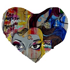 Graffiti-mural-street-art-painting Large 19  Premium Flano Heart Shape Cushions by Ket1n9