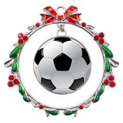 Soccer Ball Metal X mas Wreath Ribbon Ornament by Ket1n9