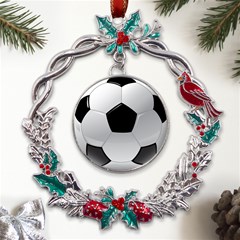 Soccer Ball Metal X mas Wreath Holly Leaf Ornament by Ket1n9