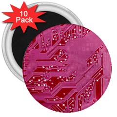 Pink Circuit Pattern 3  Magnets (10 Pack)  by Ket1n9