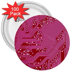 Pink Circuit Pattern 3  Buttons (100 Pack)  by Ket1n9