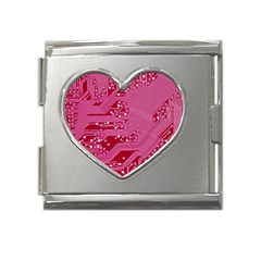 Pink Circuit Pattern Mega Link Heart Italian Charm (18mm) by Ket1n9