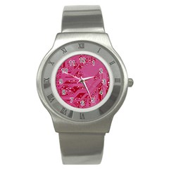 Pink Circuit Pattern Stainless Steel Watch by Ket1n9