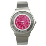 Pink Circuit Pattern Stainless Steel Watch Front