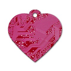 Pink Circuit Pattern Dog Tag Heart (two Sides)