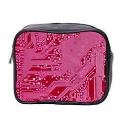 Pink Circuit Pattern Mini Toiletries Bag (two Sides) by Ket1n9