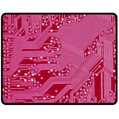 Pink Circuit Pattern Fleece Blanket (medium) by Ket1n9