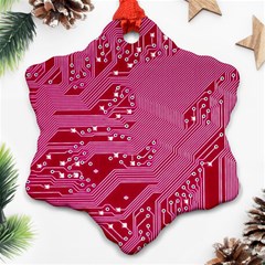 Pink Circuit Pattern Snowflake Ornament (two Sides) by Ket1n9