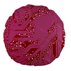 Pink Circuit Pattern Large 18  Premium Flano Round Cushions by Ket1n9