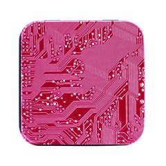 Pink Circuit Pattern Square Metal Box (black) by Ket1n9