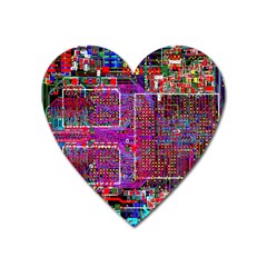 Technology Circuit Board Layout Pattern Heart Magnet by Ket1n9