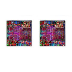 Technology Circuit Board Layout Pattern Cufflinks (square) by Ket1n9