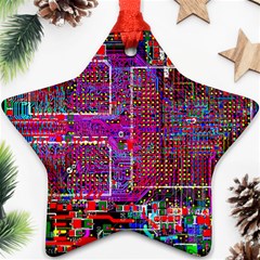 Technology Circuit Board Layout Pattern Star Ornament (two Sides)