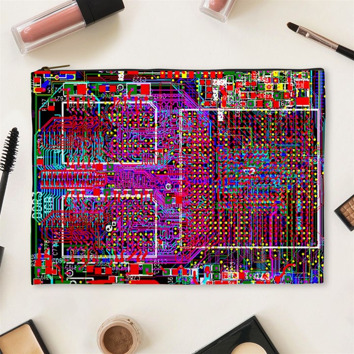 Technology Circuit Board Layout Pattern Cosmetic Bag (XL)