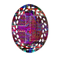 Technology Circuit Board Layout Pattern Ornament (oval Filigree) by Ket1n9