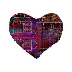 Technology Circuit Board Layout Pattern Standard 16  Premium Heart Shape Cushions by Ket1n9