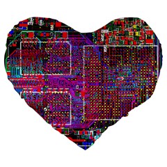 Technology Circuit Board Layout Pattern Large 19  Premium Heart Shape Cushions by Ket1n9