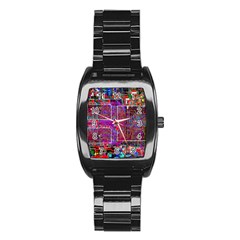 Technology Circuit Board Layout Pattern Stainless Steel Barrel Watch by Ket1n9