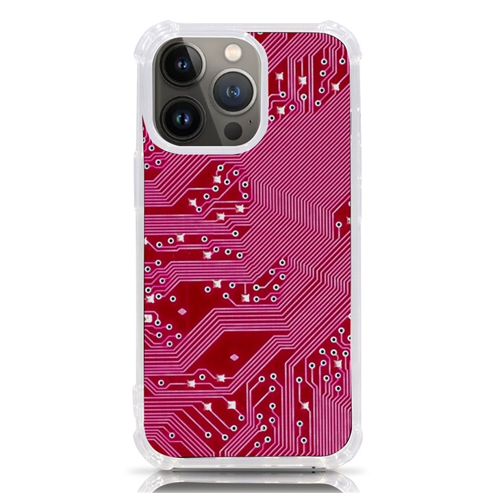 Pink Circuit Pattern iPhone 13 Pro TPU UV Print Case