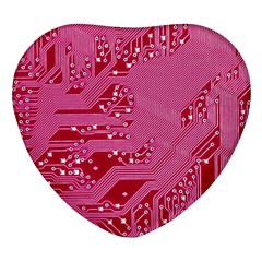 Pink Circuit Pattern Heart Glass Fridge Magnet (4 Pack) by Ket1n9