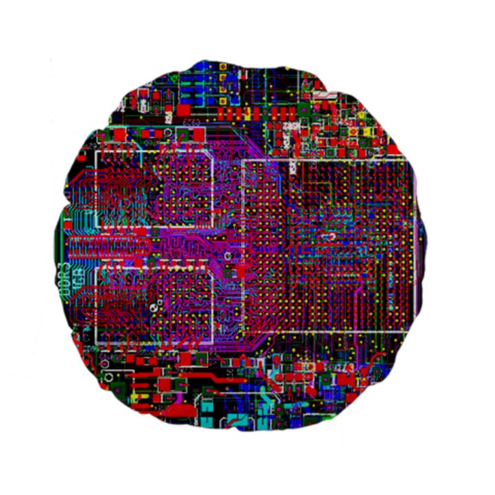 Technology Circuit Board Layout Pattern Standard 15  Premium Flano Round Cushions