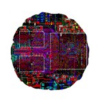 Technology Circuit Board Layout Pattern Standard 15  Premium Flano Round Cushions Back