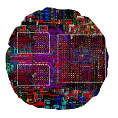 Technology Circuit Board Layout Pattern Large 18  Premium Flano Round Cushions by Ket1n9