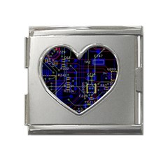 Technology Circuit Board Layout Mega Link Heart Italian Charm (18mm) by Ket1n9