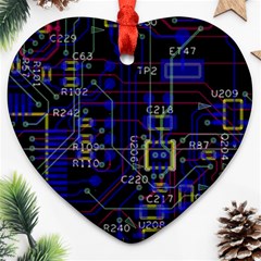 Technology Circuit Board Layout Heart Ornament (two Sides) by Ket1n9