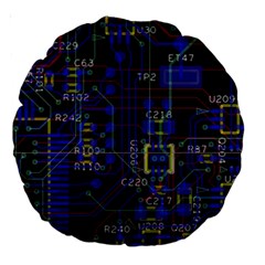 Technology Circuit Board Layout Large 18  Premium Round Cushions by Ket1n9