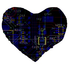 Technology Circuit Board Layout Large 19  Premium Heart Shape Cushions by Ket1n9