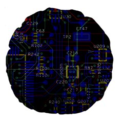 Technology Circuit Board Layout Large 18  Premium Flano Round Cushions by Ket1n9