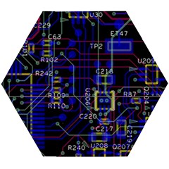 Technology Circuit Board Layout Wooden Puzzle Hexagon by Ket1n9