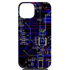 Technology Circuit Board Layout Iphone 14 Black Uv Print Case by Ket1n9