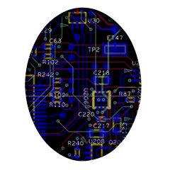 Technology Circuit Board Layout Oval Glass Fridge Magnet (4 Pack) by Ket1n9