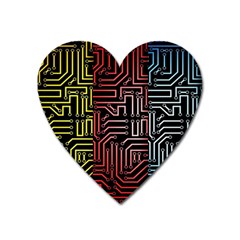 Circuit Board Seamless Patterns Set Heart Magnet by Ket1n9