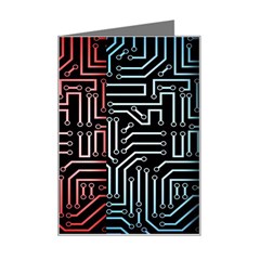 Circuit Board Seamless Patterns Set Mini Greeting Card by Ket1n9