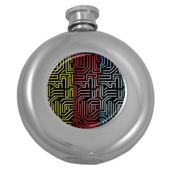 Circuit Board Seamless Patterns Set Round Hip Flask (5 Oz) by Ket1n9