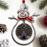 Peacock Metal Snowman Ornament Front