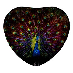 Beautiful Peacock Feather Heart Glass Fridge Magnet (4 Pack) by Ket1n9