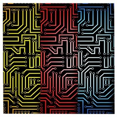 Circuit Board Seamless Patterns Set Wooden Puzzle Square by Ket1n9