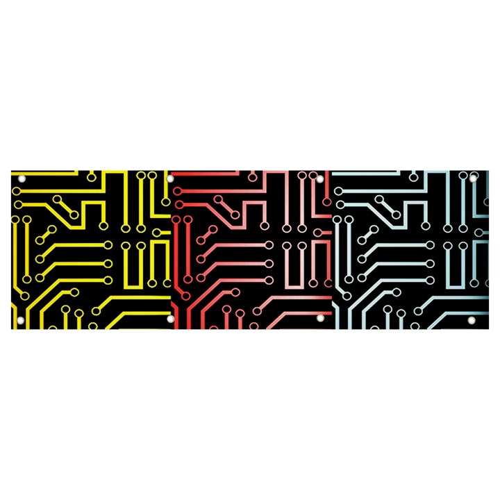 Circuit Board Seamless Patterns Set Banner and Sign 9  x 3 