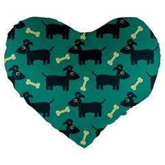 Happy-dogs Animals Pattern Large 19  Premium Flano Heart Shape Cushions by Ket1n9